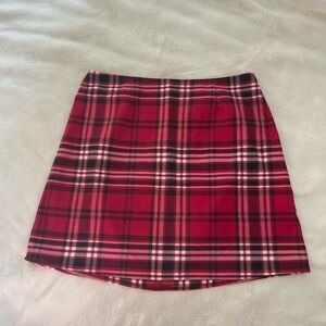 Red plaid mini pencil skirt size large